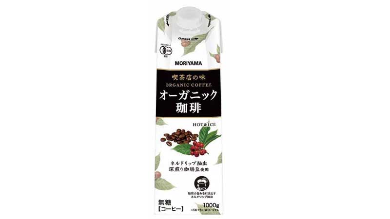 【コーヒー】守山乳業「喫茶店の味オーガニック珈琲 無糖 紙パック(1000g)」